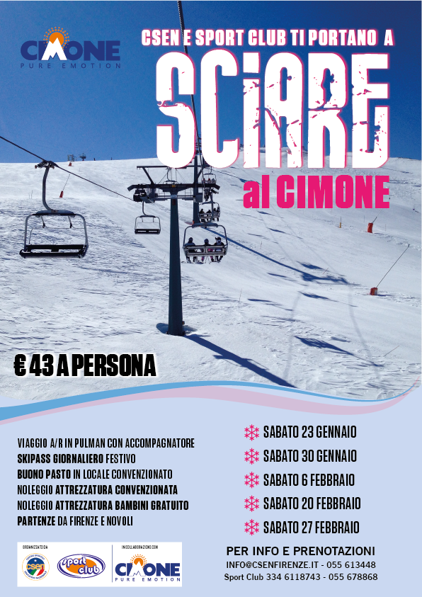 CSEN e SportClub ti portano a sciare al Cimone